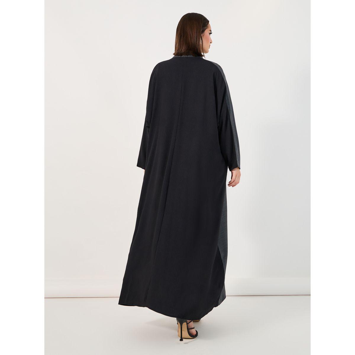 Styli Melange Abaya with Contrast Back Panel-women-arabicclothing-abayas-image-4
