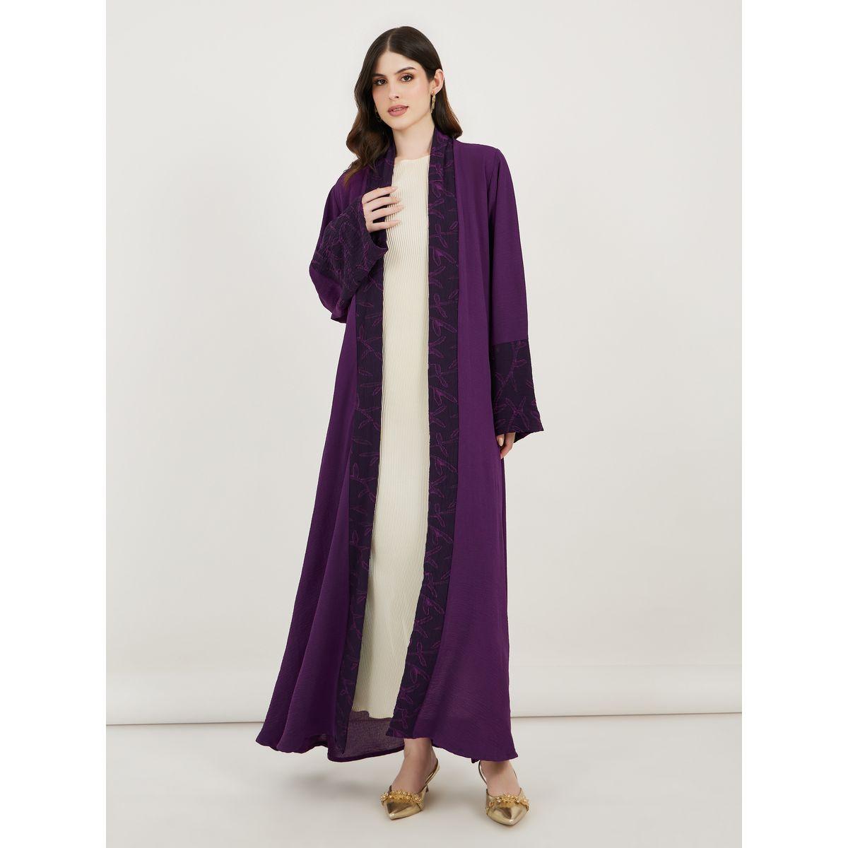 عباية كريب بتفاصيل جاكار مع حجاب-women-clothingaccessories-scarves-image-2