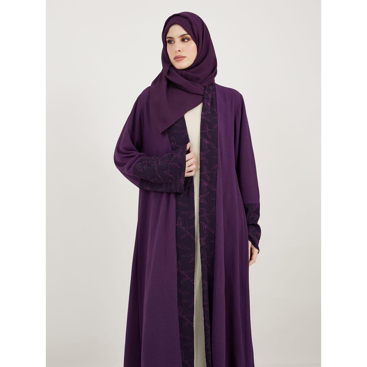 عباية كريب بتفاصيل جاكار مع حجاب-women-clothingaccessories-scarves-image-4