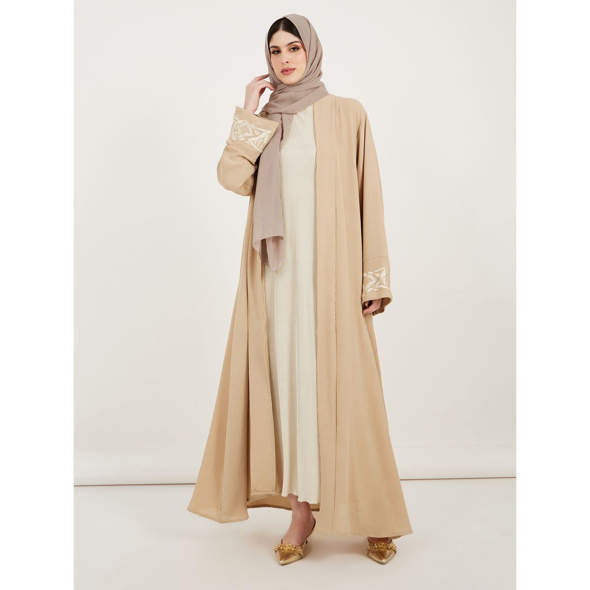عباية كريب بتفاصيل مُطرّزة مع حجاب-women-clothingaccessories-scarves-image-1