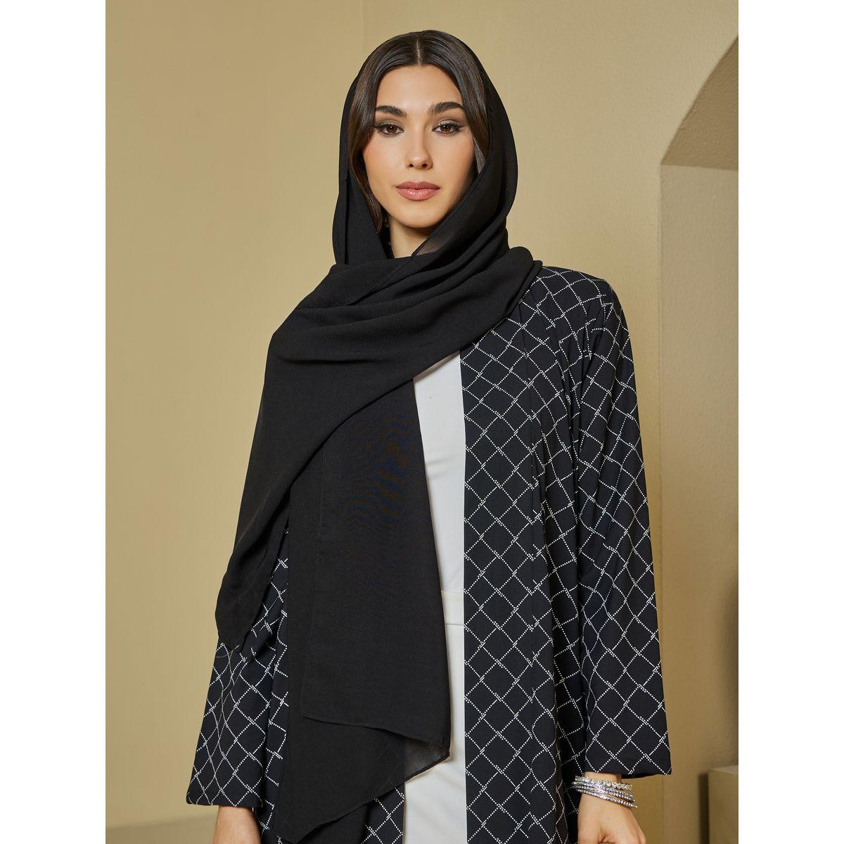 Styli Printed Crepe Abaya with Chiffon Hijab-women-clothingaccessories-scarves-image-5