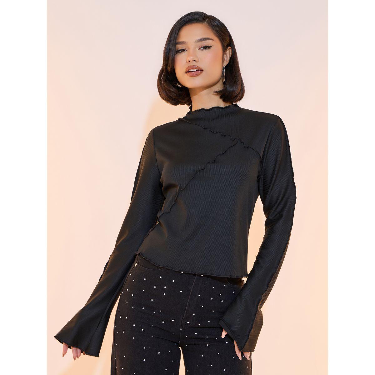 Take Two Solid Rib Lettuce Edge Long Sleeves Knitted Top-women-clothing-shirtsandblouses-blouses-image-1