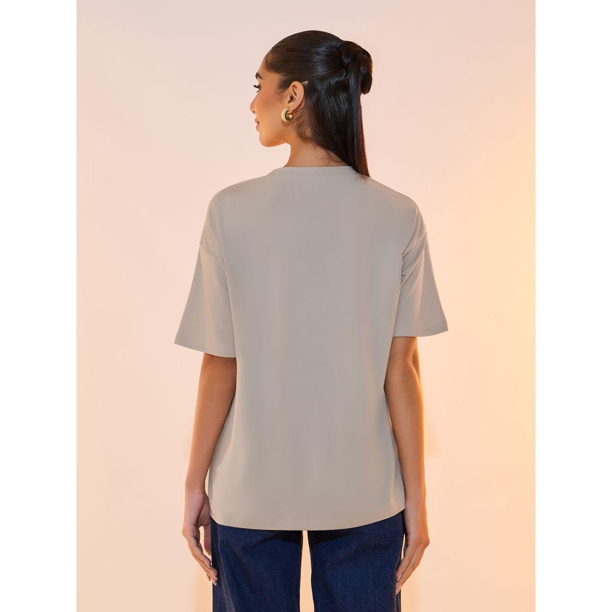 تيشيرت فضفاض بياقة دائرية وطبعة جرافيك-women-clothing-tshirts-image-5