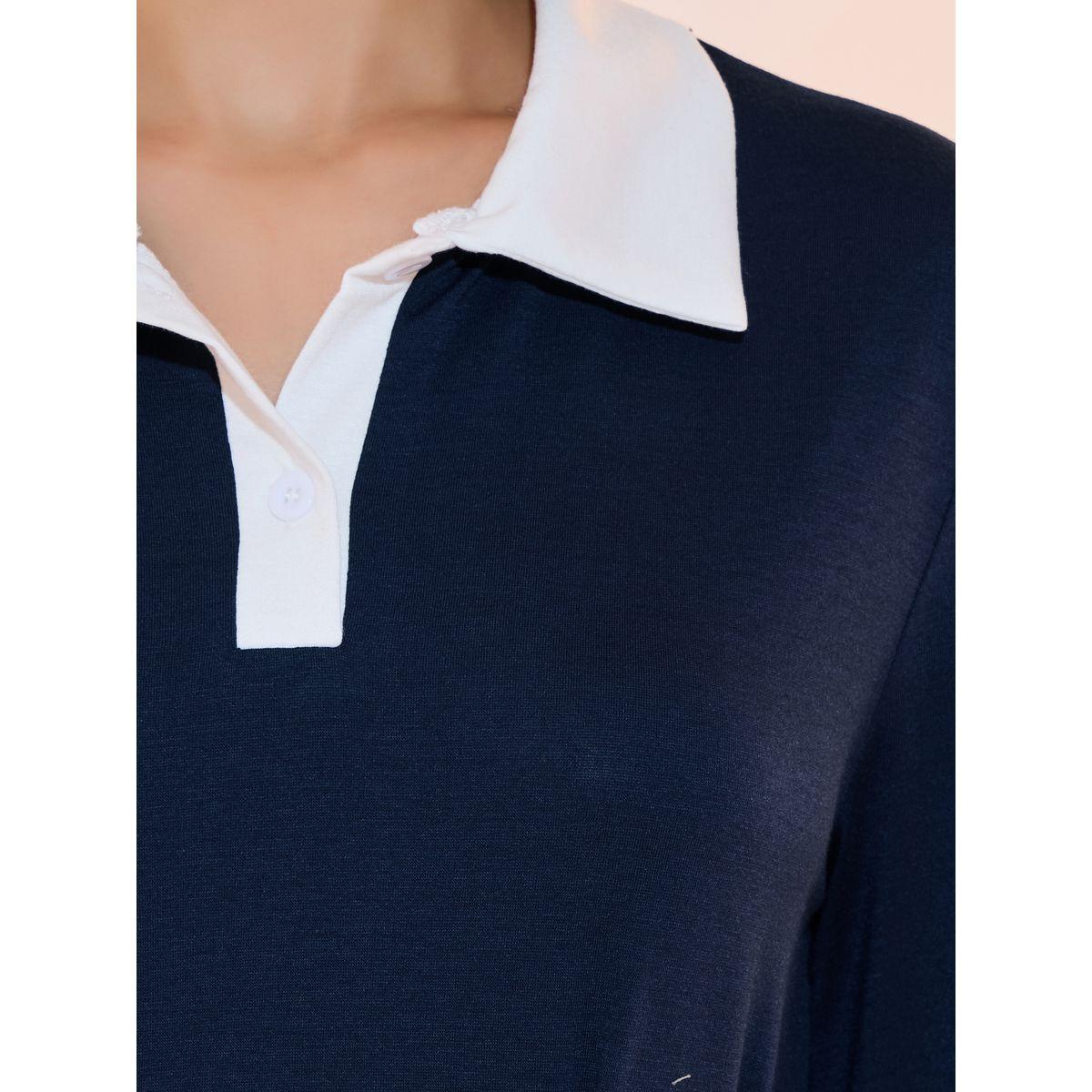 Take Two Contrasting Polo Neck Long Sleeve Midi Dress-women-clothing-dresses-image-3
