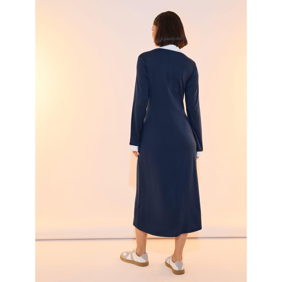 Take Two Contrasting Polo Neck Long Sleeve Midi Dress-women-clothing-dresses-image-6