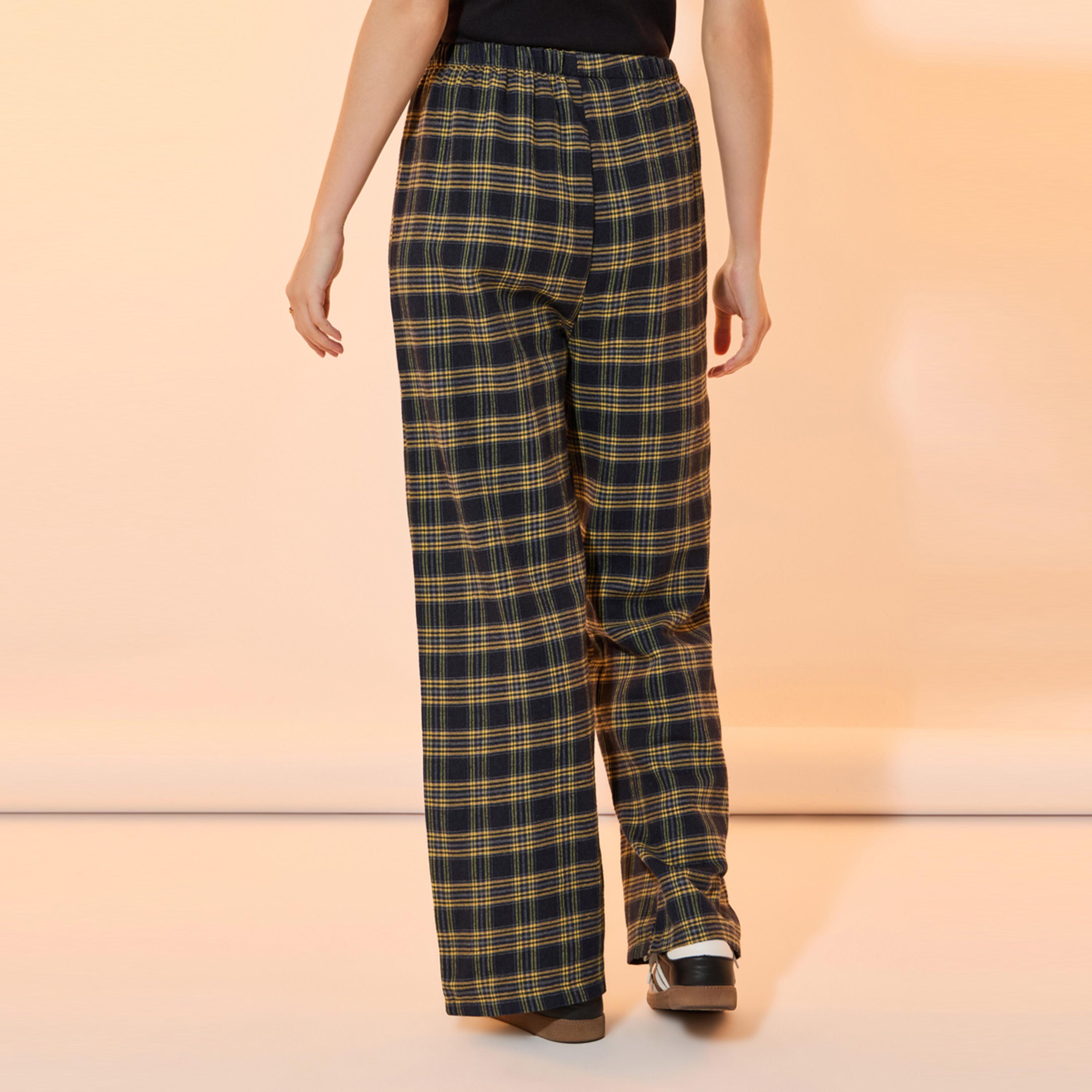 Take Two Checked Mid Rise Straight Fit Pants with Drawstring-women-clothing-bottoms-trousers-image-4