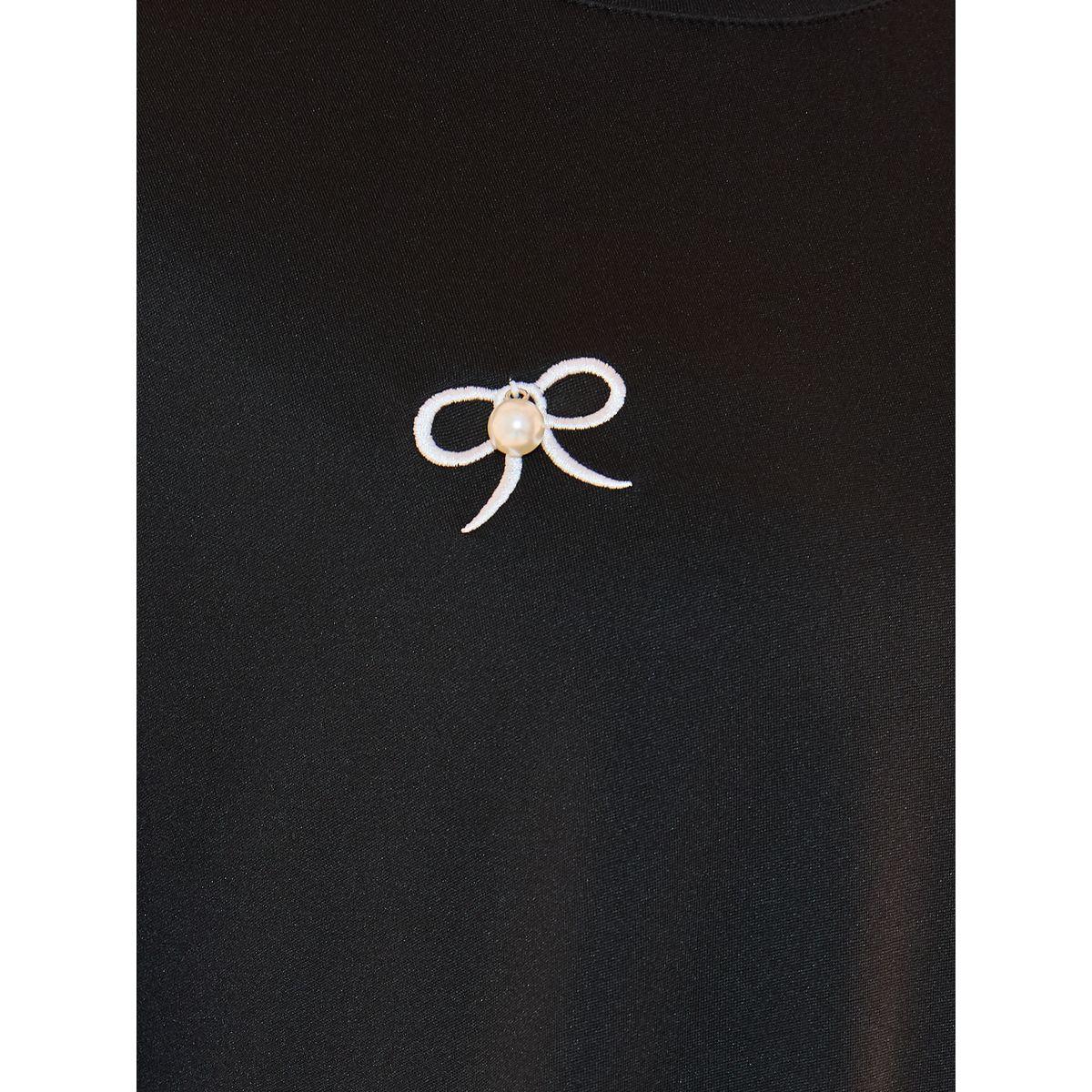 Take Two Round Neck Embroidered Bow Pearl Detail T-shirt-women-clothing-tshirts-image-3