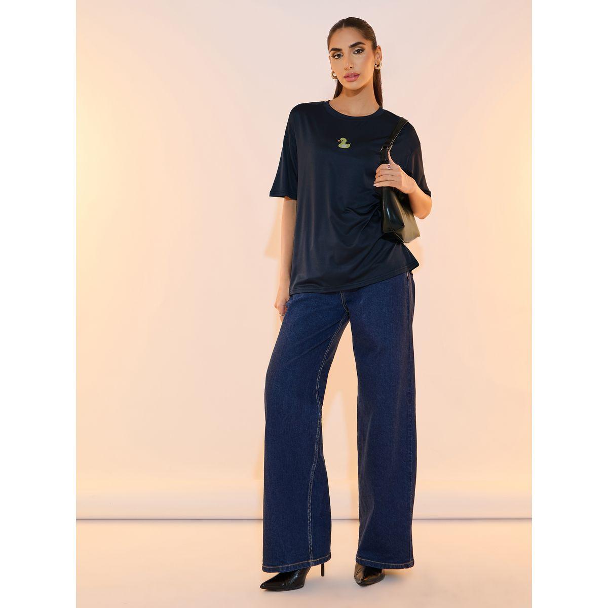 Take Two Embroidered Round Neck Short Sleeves T-shirt-women-clothing-tshirts-image-2