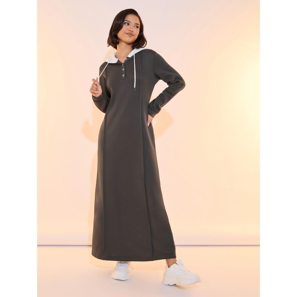 فستان ميدي بياقة هودي وأكمام طويلة-women-clothing-dresses-image-1