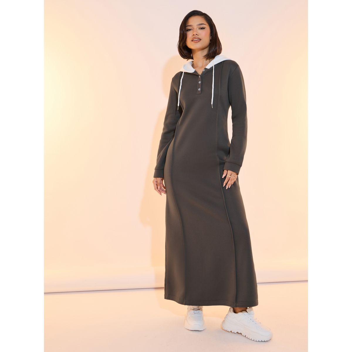Take Two Pintuck Detail Long Sleeve Hooded Maxi Dress-women-clothing-dresses-image-4