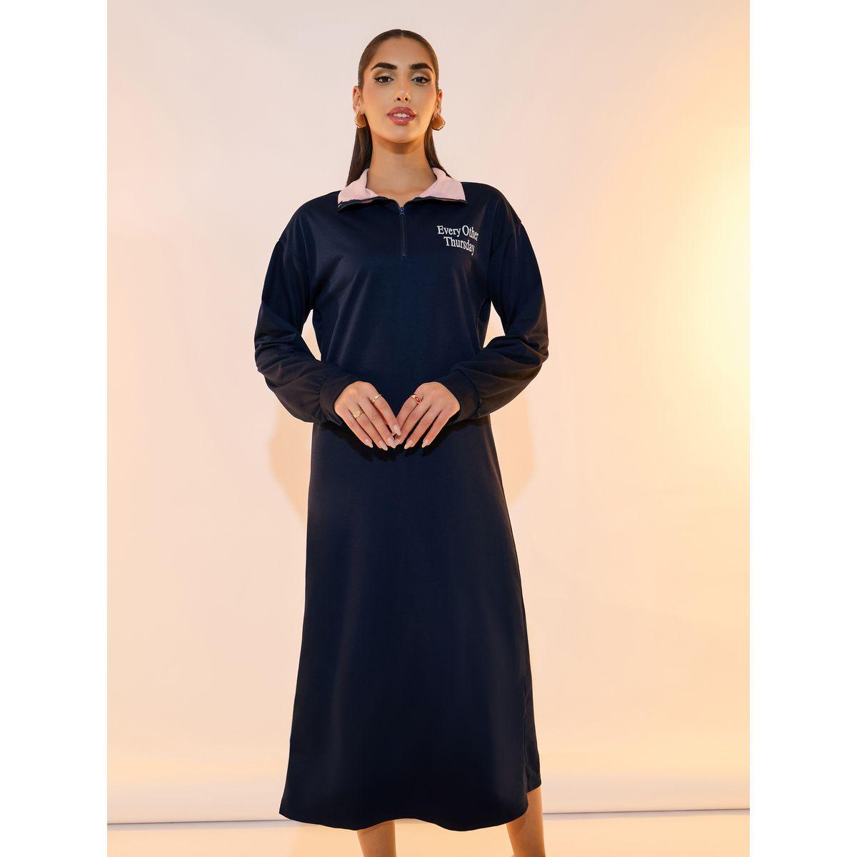 فستان ميدي بطبعة كتابة ونصف سحَّاب غلق-women-clothing-dresses-image-2