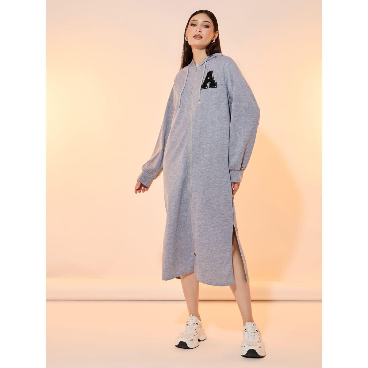 فستان ميدي بياقة هودي وسحَّاب غلق وشارة-women-clothing-dresses-image-2