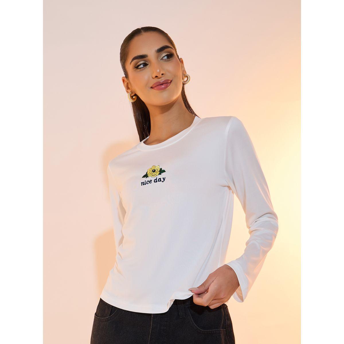 Take Two Embroidered Round Neck Long Sleeve T-Shirt-women-clothing-tshirts-image-1