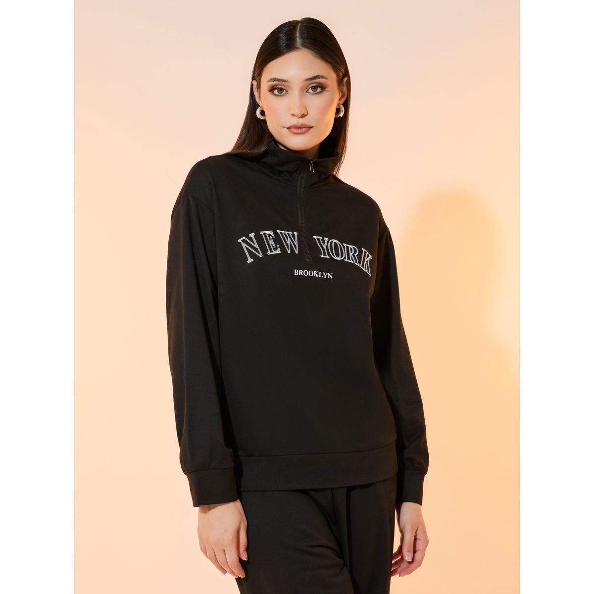 Take Two Slogan Print Quarter Zip Sweatshirt and Joggers Co-Ords-women-clothing-coordsets-image-2