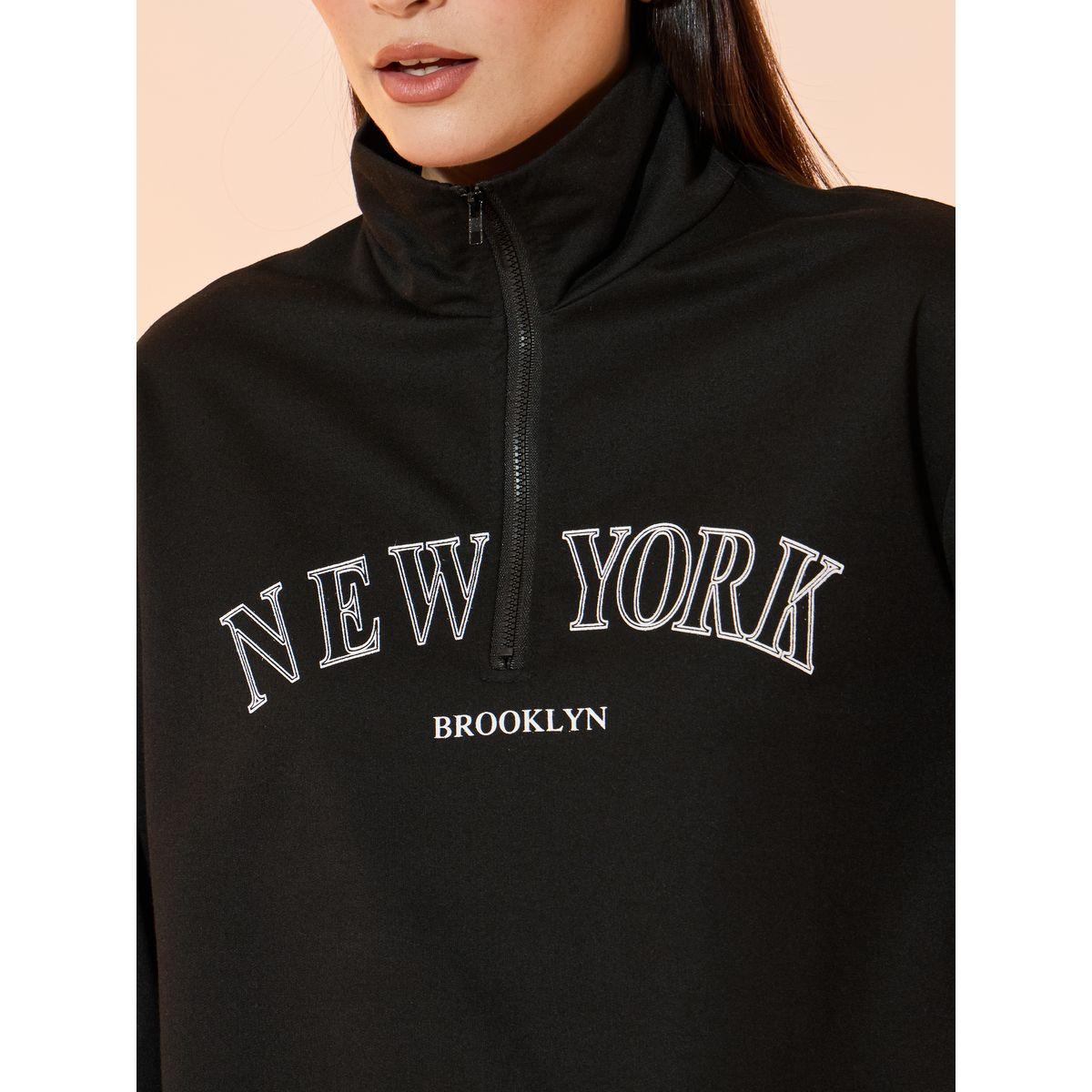 Take Two Slogan Print Quarter Zip Sweatshirt and Joggers Co-Ords-women-clothing-coordsets-image-3