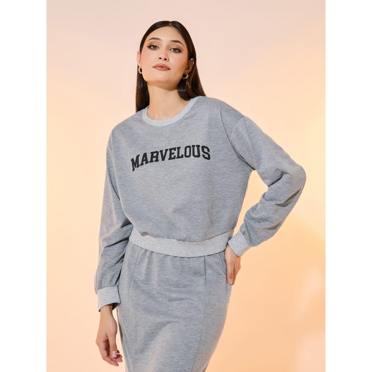 Take Two Marvelous Slogan Print Sweatshirt and Maxi Skirt Co-Ords-women-clothing-coordsets-image-2