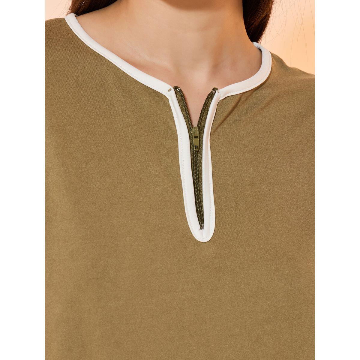 Take Two Contrast Trim Quarter Zip Top and Pants Co-Ords-women-clothing-coordsets-image-3