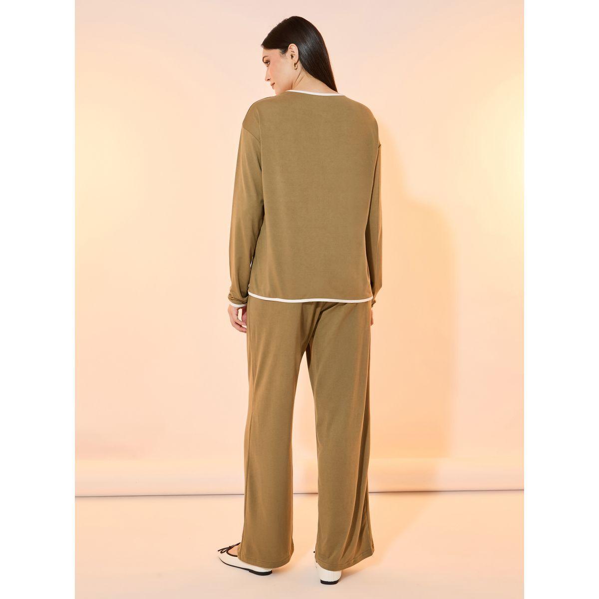 Take Two Contrast Trim Quarter Zip Top and Pants Co-Ords-women-clothing-coordsets-image-5