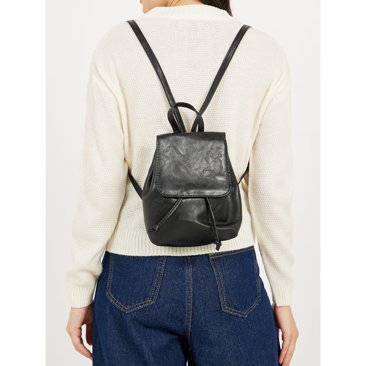Solid Flap Backpack with Drawstring-women-bagsandwallets-backpacks-image-2