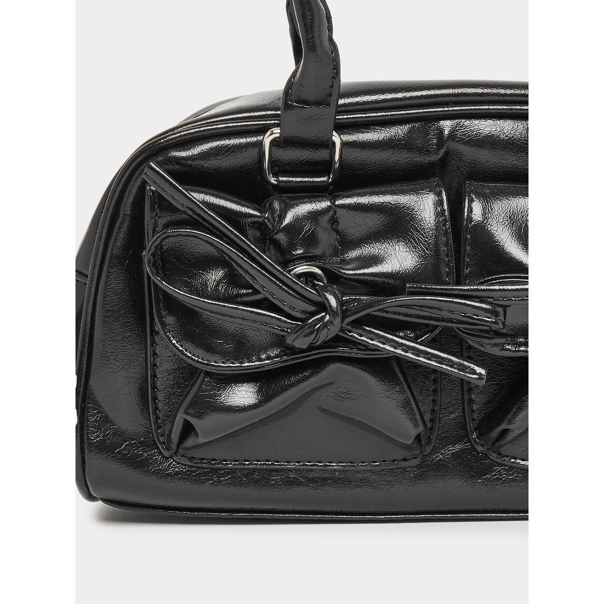 Leather Look Bow Detail Shoulder Bag with Top Handle-women-bagsandwallets-handbags-image-5