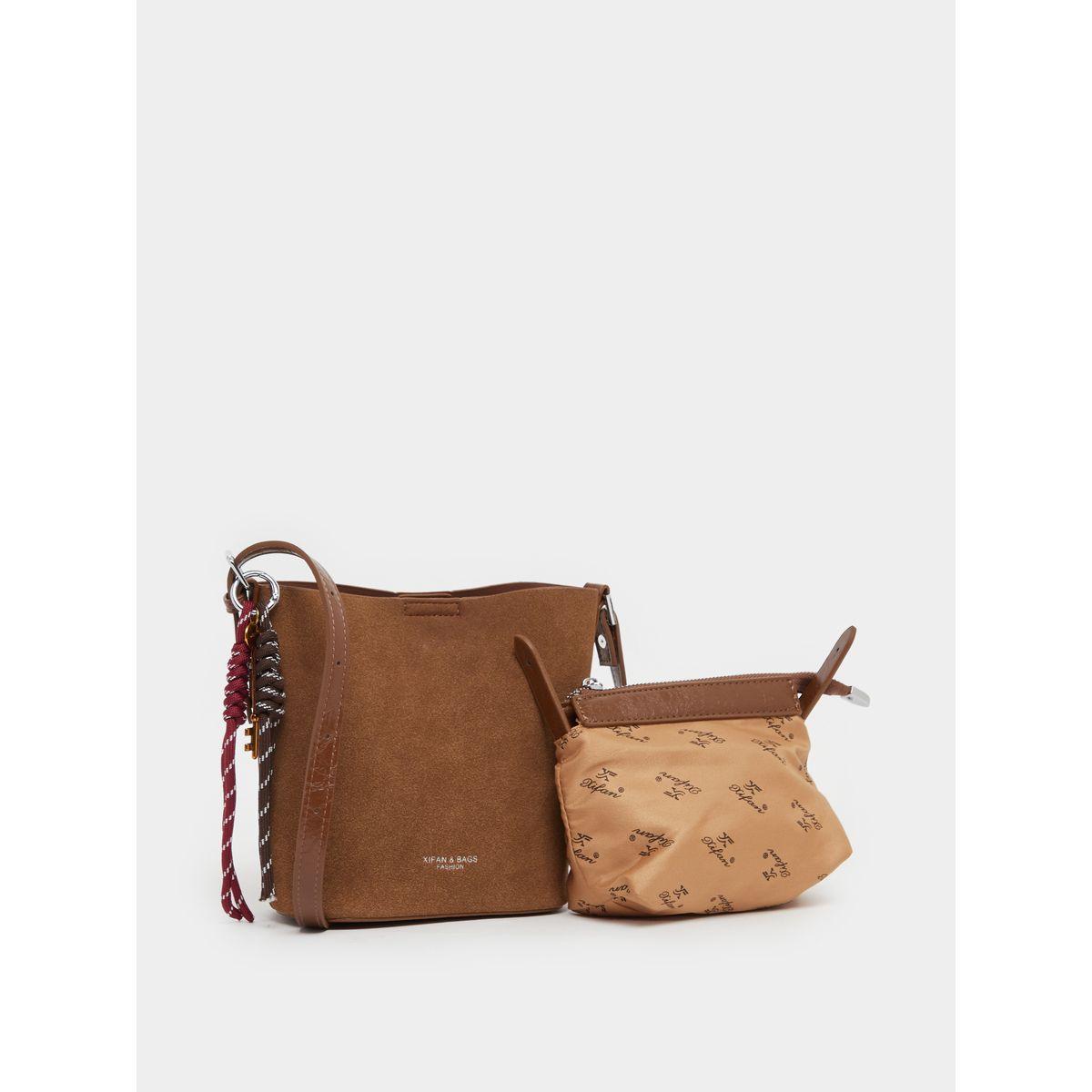 Faux Suede Texture Shoulder Bag with Tassel Drop-women-bagsandwallets-handbags-image-1
