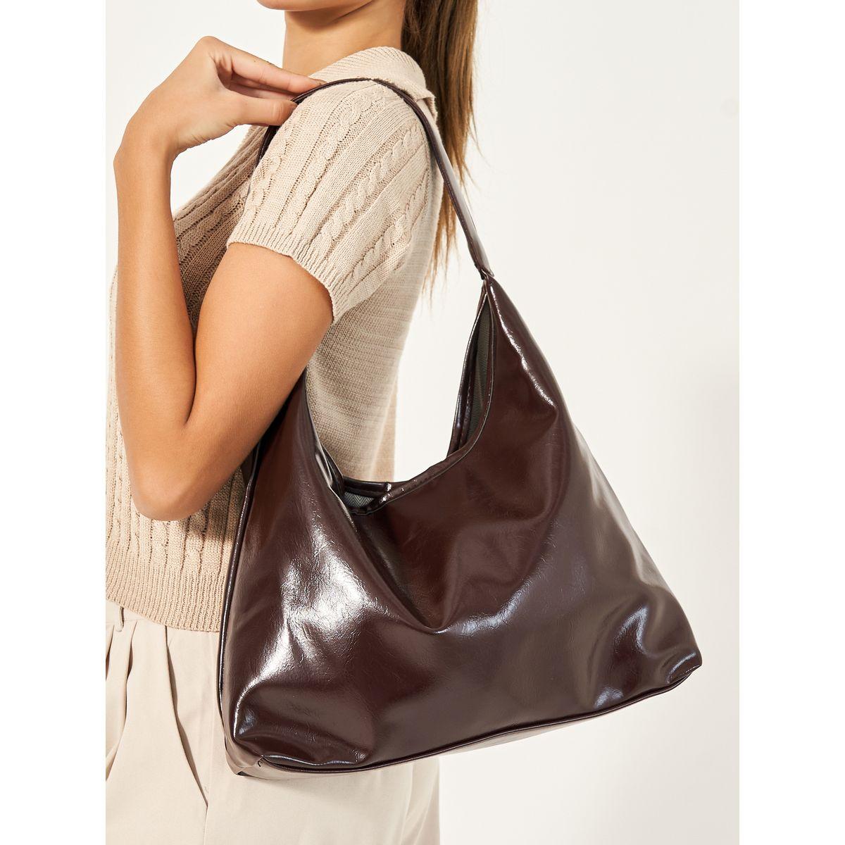 Faux Leather Shoulder Bag with Zip Closure-women-bagsandwallets-handbags-image-2