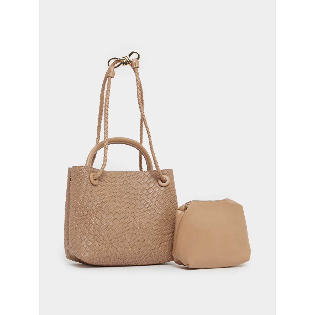 Textured Hobo Bag with Top Handle-women-bagsandwallets-handbags-image-1