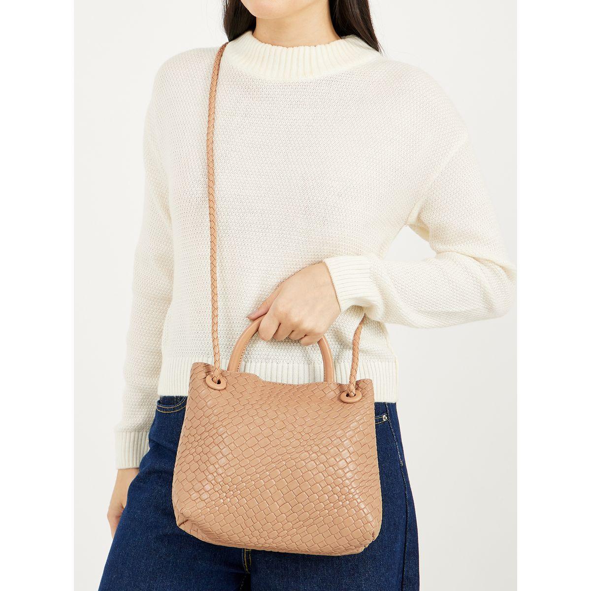 Textured Hobo Bag with Top Handle-women-bagsandwallets-handbags-image-2