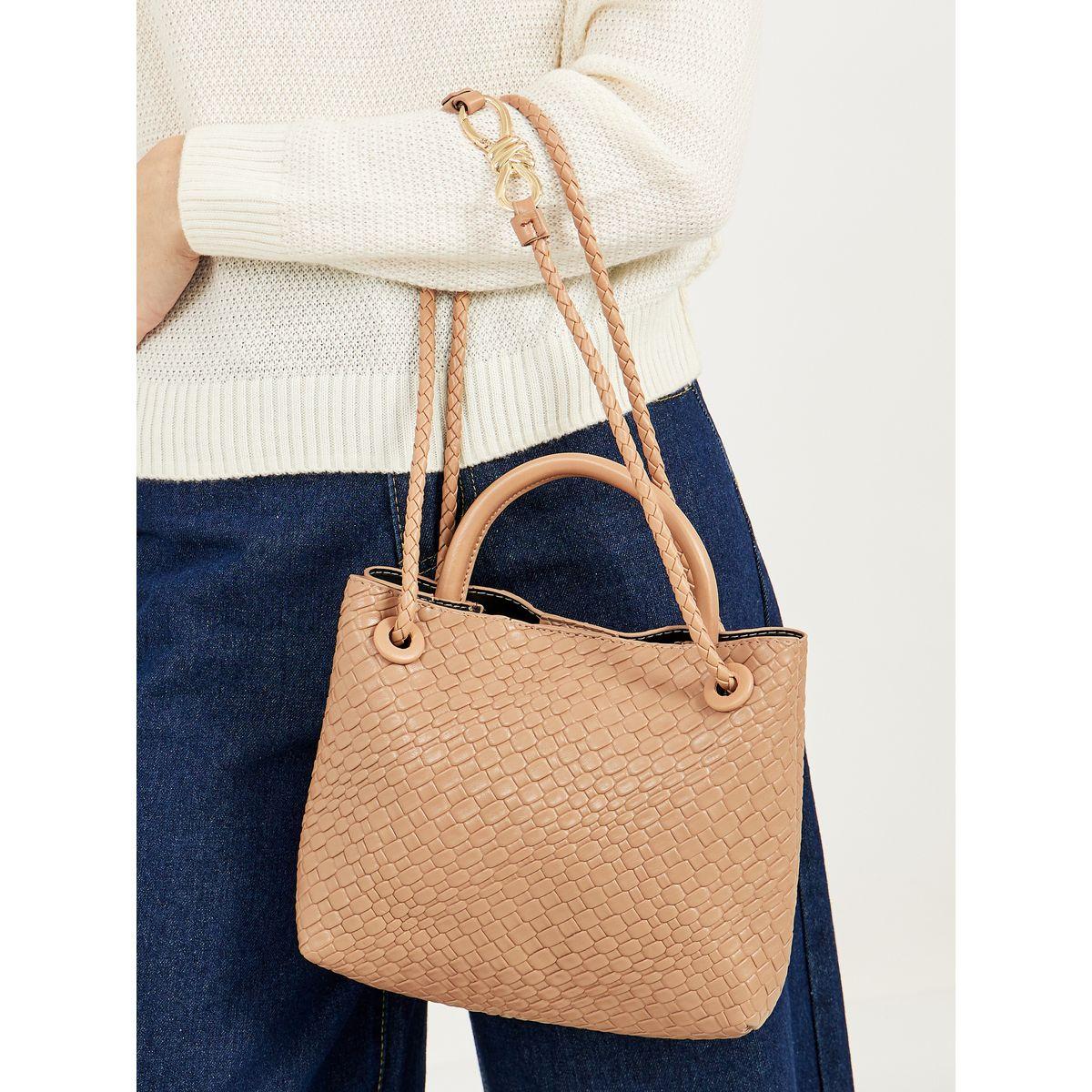 Textured Hobo Bag with Top Handle-women-bagsandwallets-handbags-image-4