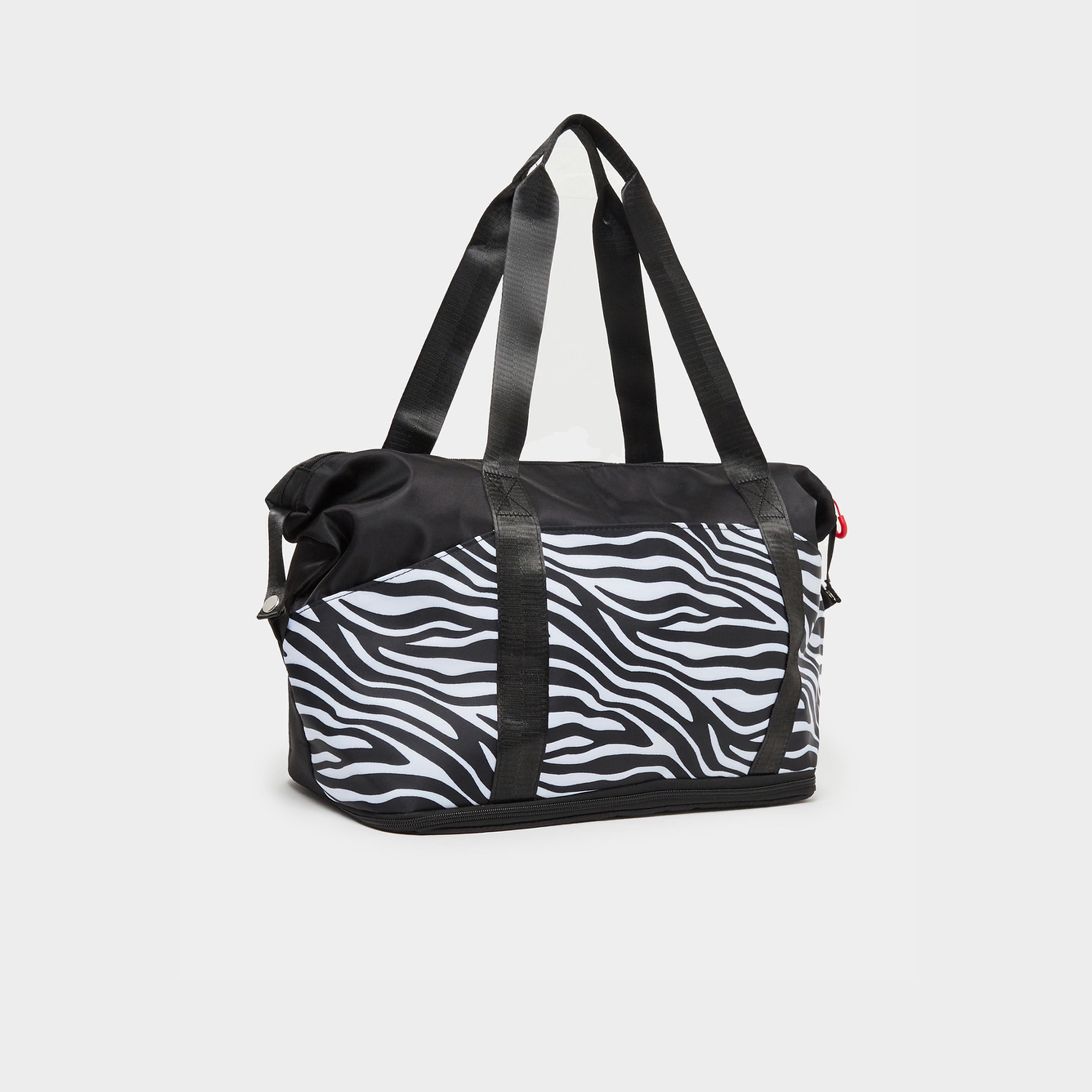 Styli Zebra Print Gym Bag with Double Handle-women-bagsandwallets-handbags-image-1