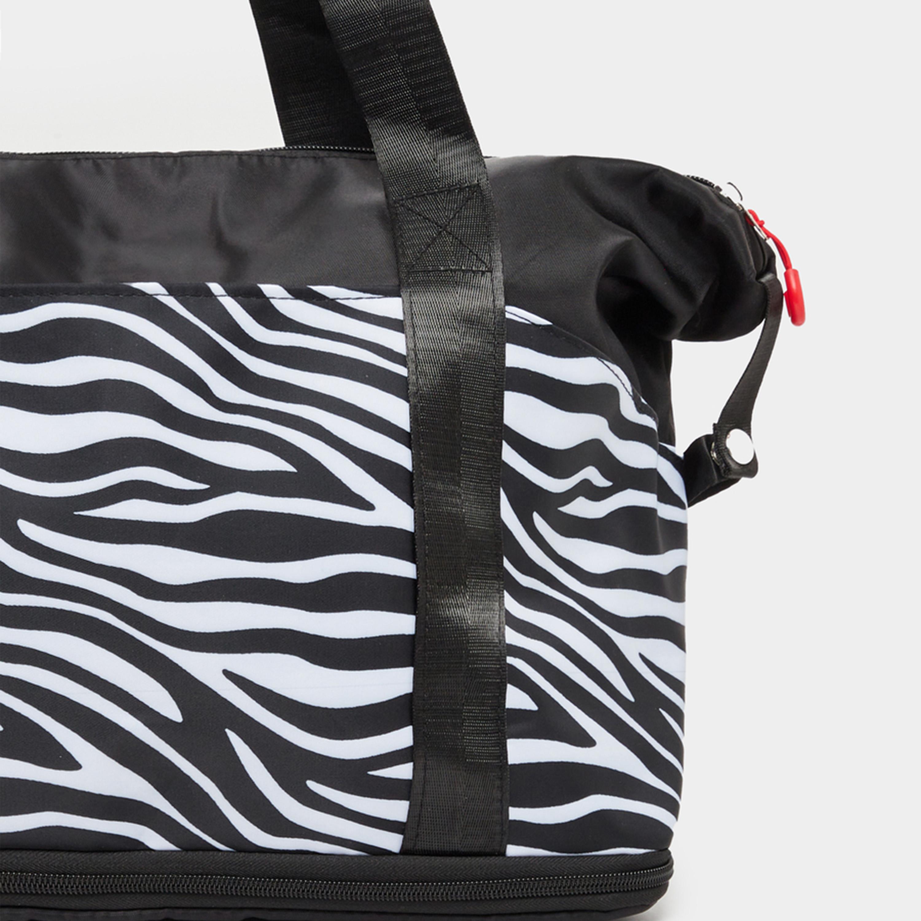 Styli Zebra Print Gym Bag with Double Handle-women-bagsandwallets-handbags-image-3
