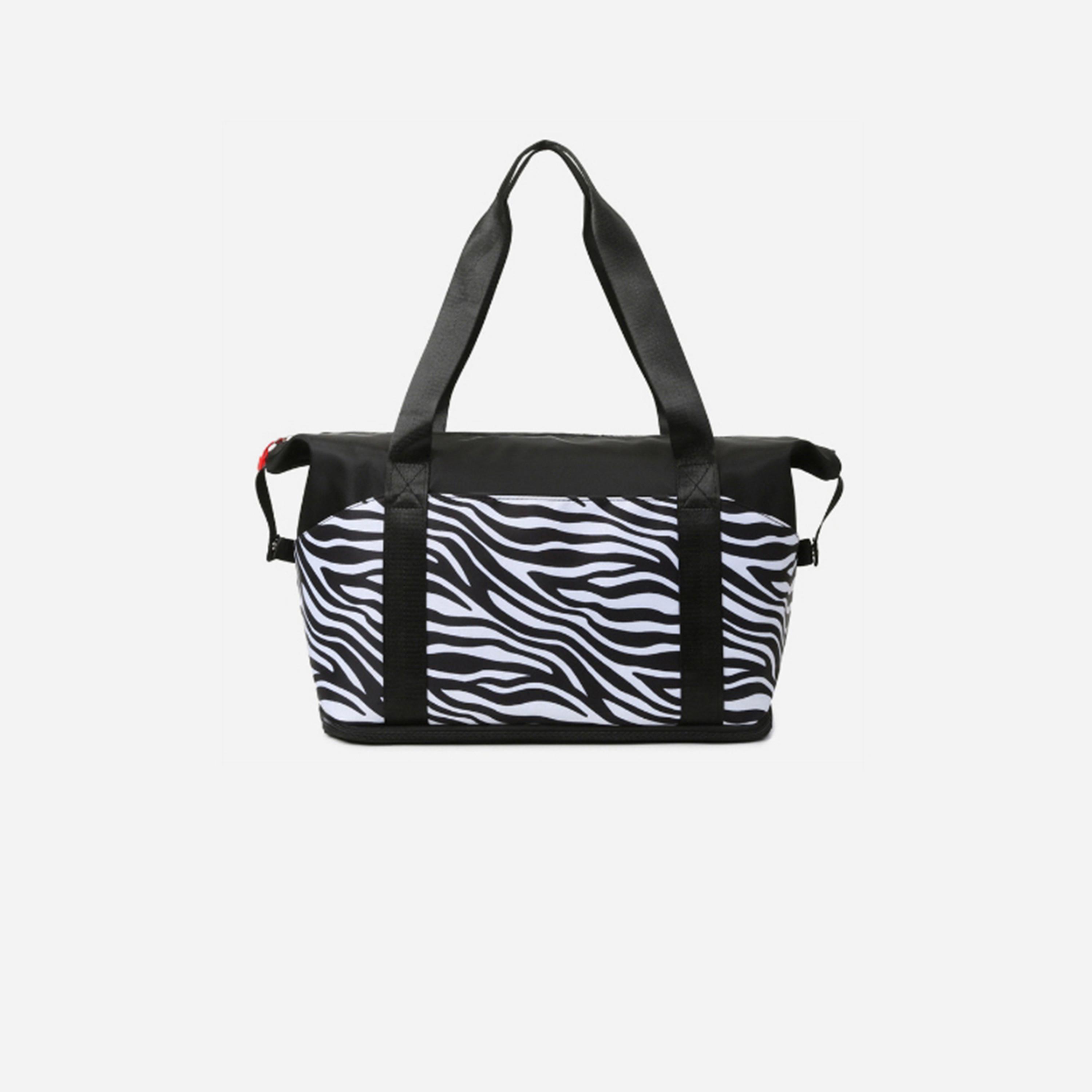 Styli Zebra Print Gym Bag with Double Handle-women-bagsandwallets-handbags-image-5