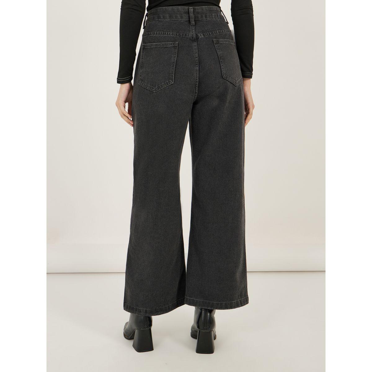 جينز بخصر عالي وأرجل واسعة مع تفاصيل ممزقة-women-clothing-bottoms-jeans-image-4