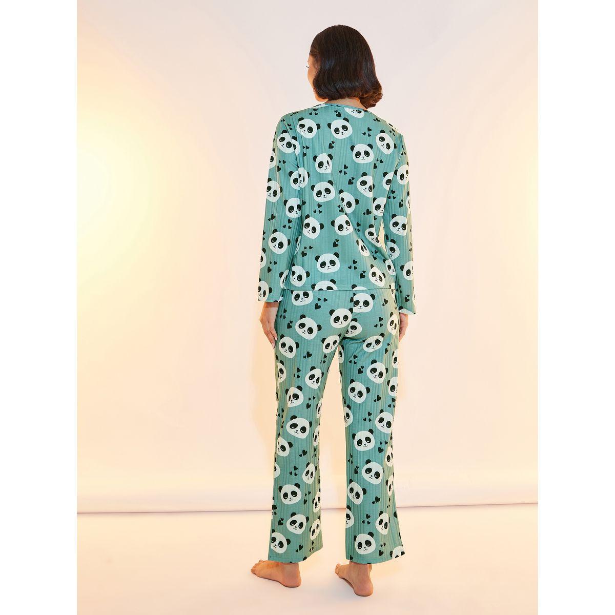 طقم من بنطال بيجاما مع تيشيرت بأكمام طويلة-women-clothing-nightwear-pyjamas-longsets-image-4