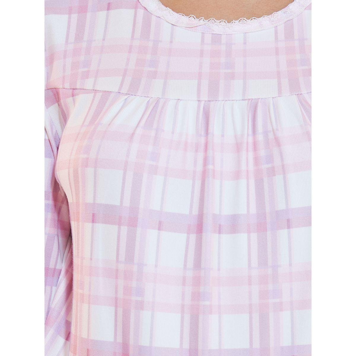 Styli Checked Lace Detail Top & Pyjama Set-women-clothing-nightwear-pyjamas-longsets-image-3