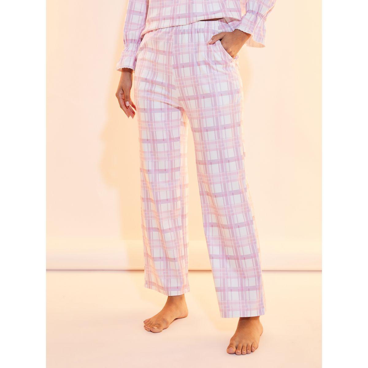 Styli Checked Lace Detail Top & Pyjama Set-women-clothing-nightwear-pyjamas-longsets-image-5