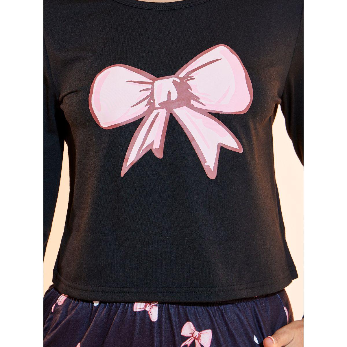 طقم من بنطال بيجاما مع تيشيرت بياقة دائرية-women-clothing-nightwear-pyjamas-longsets-image-3