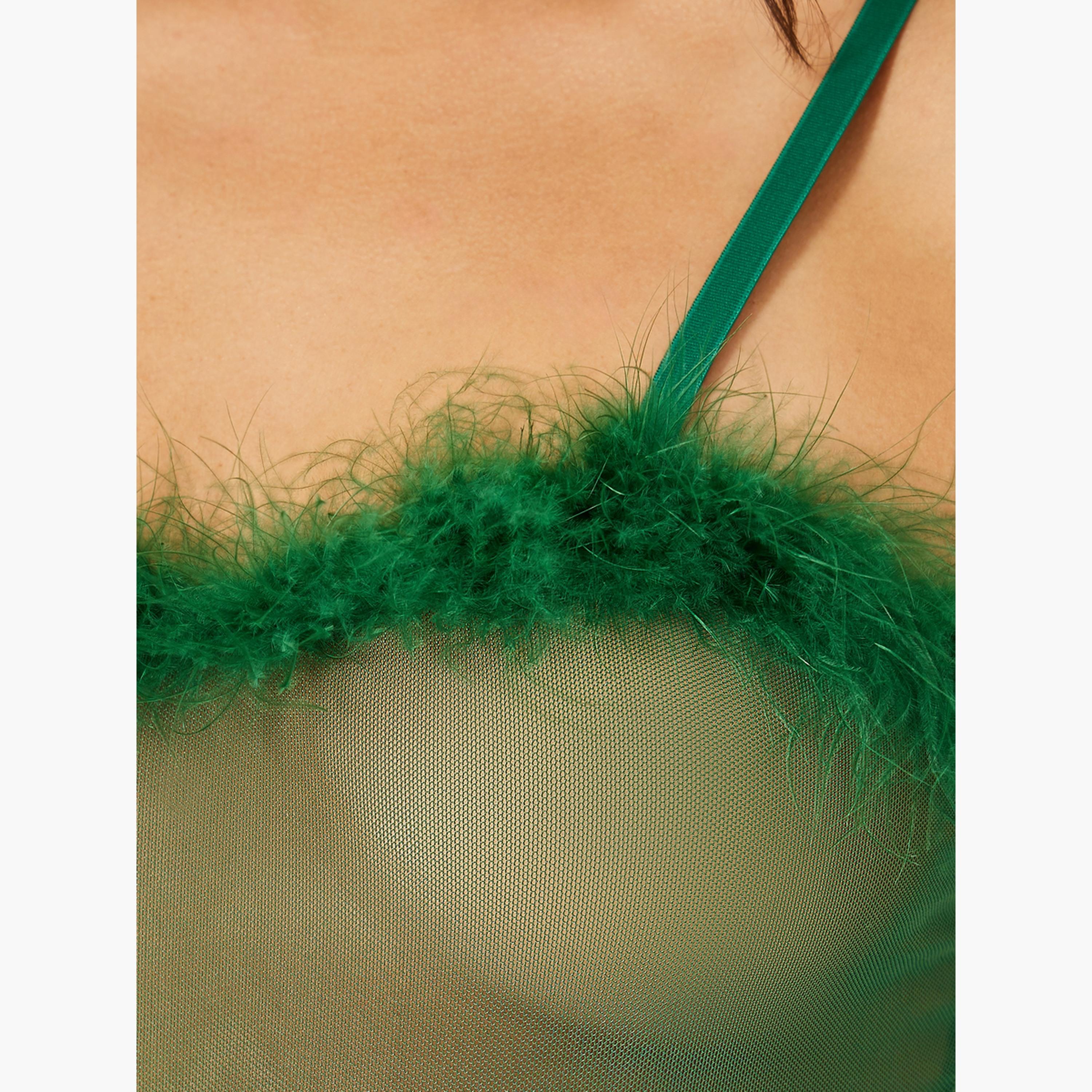 Styli Feather Trim Mesh Bodysuit-women-clothing-lingerie-corsets-image-3