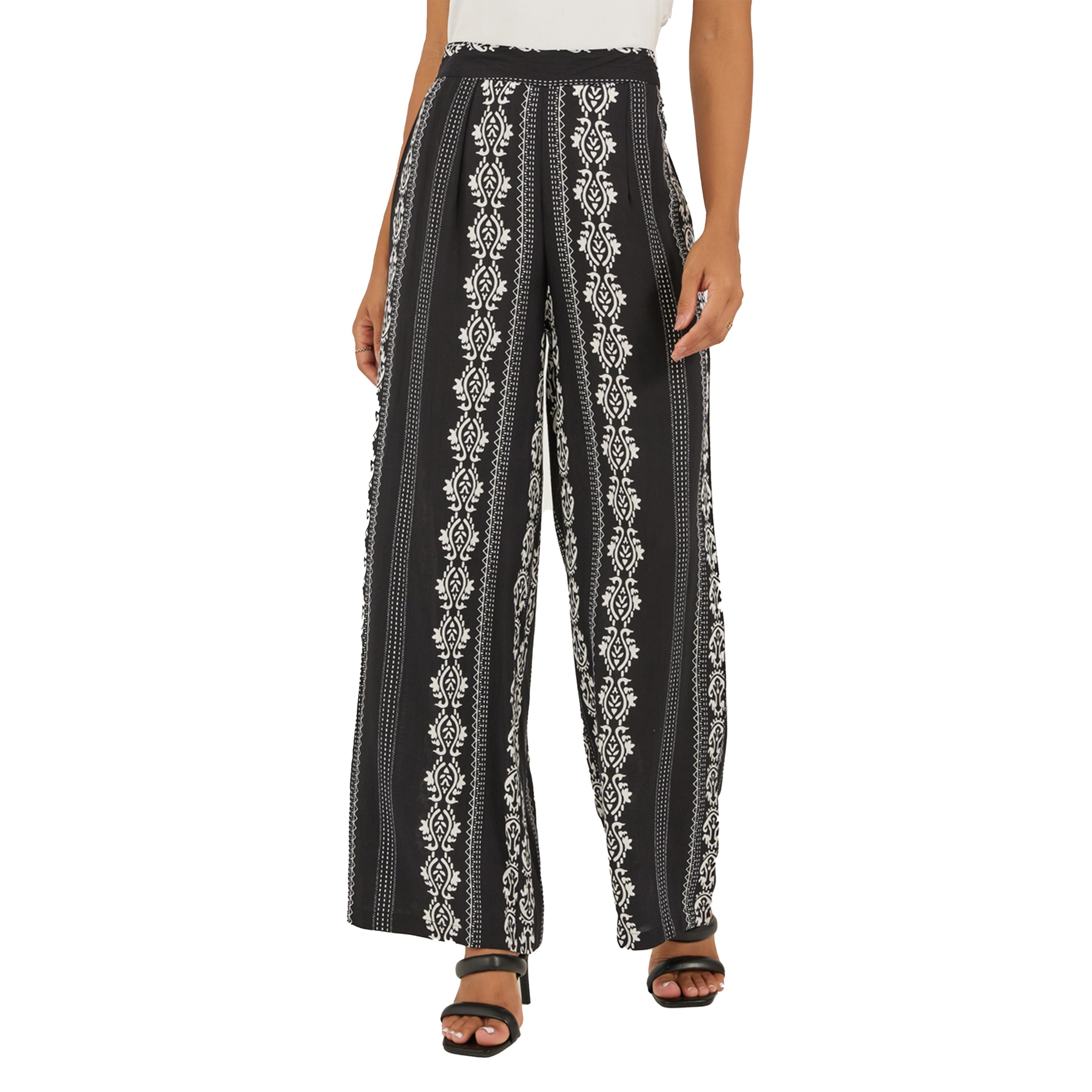 ستايلي - بنطال ساق واسعة مطبوع-women-clothing-bottoms-trousers-image-2