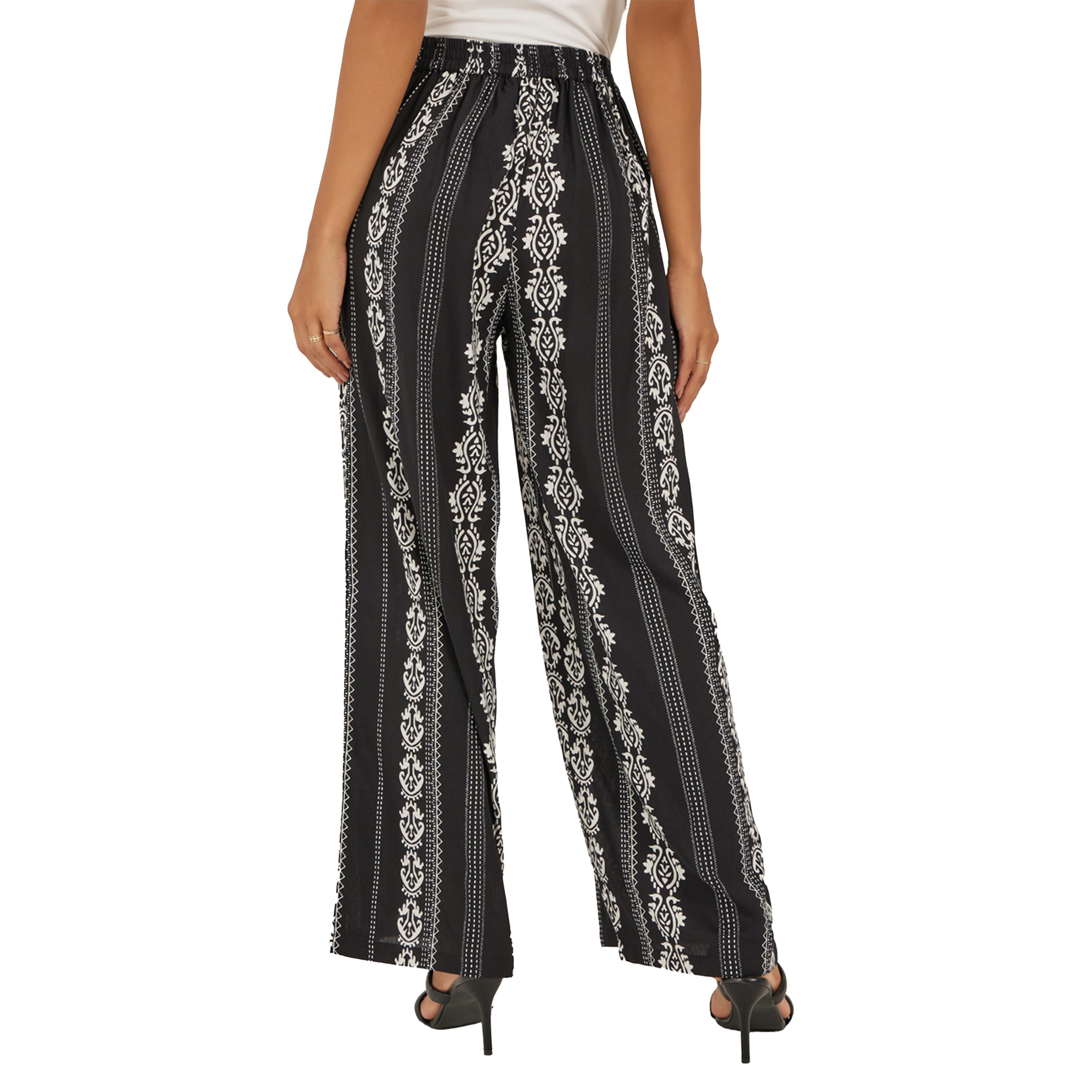 ستايلي - بنطال ساق واسعة مطبوع-women-clothing-bottoms-trousers-image-4