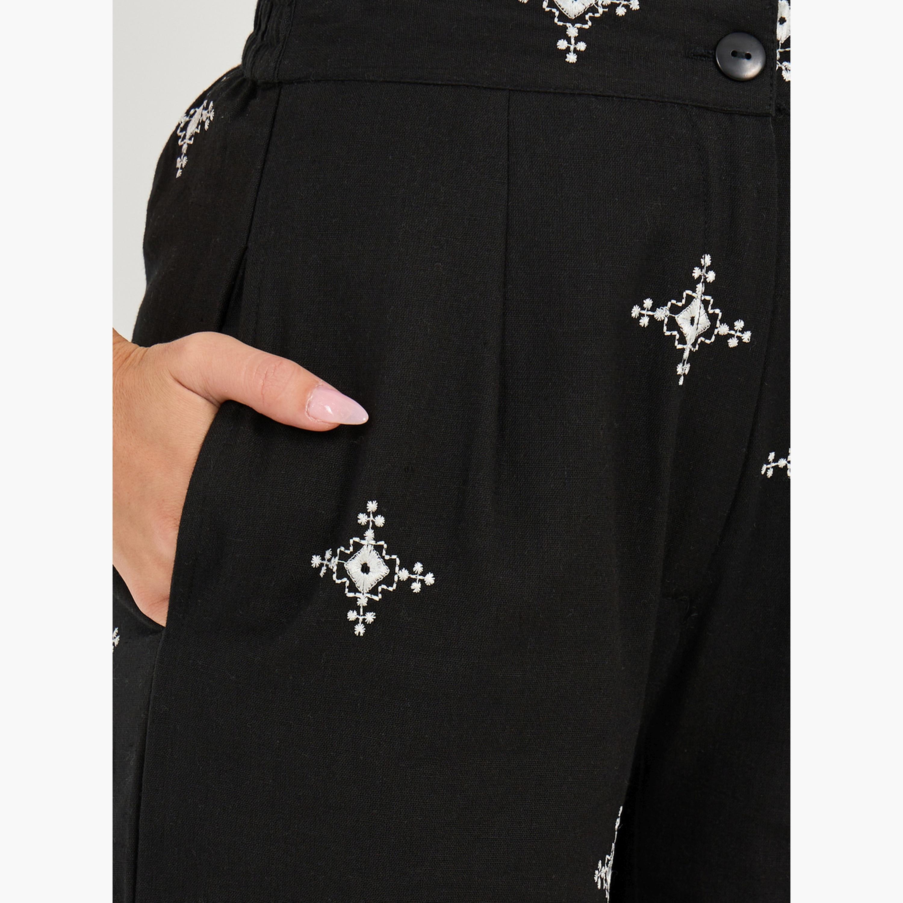 Styli Embroidered Pattern Straight Fit Pants-women-clothing-bottoms-trousers-image-3