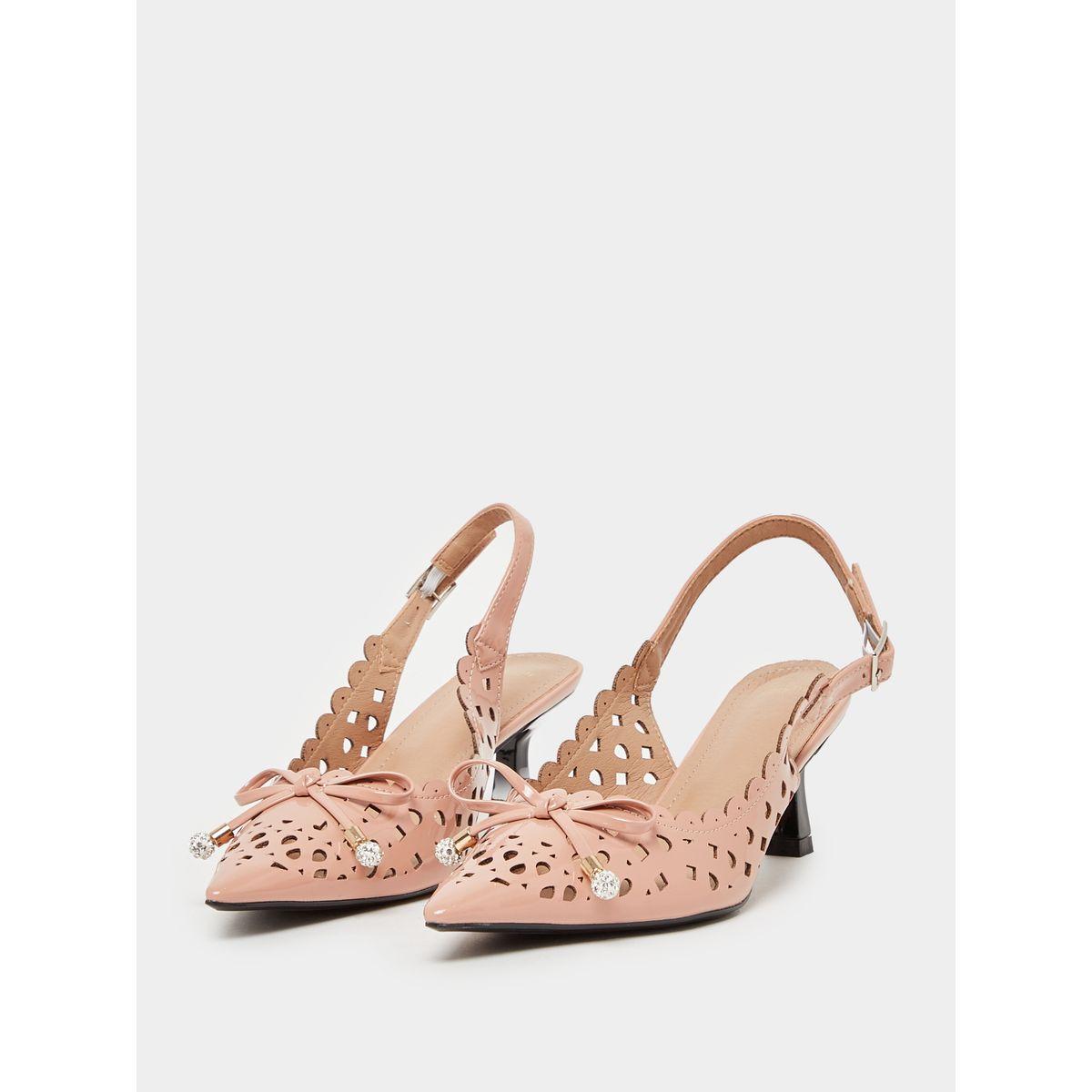 Bow Accent Pointed Toe Slingback Shoes-women-shoes-heels-image-2