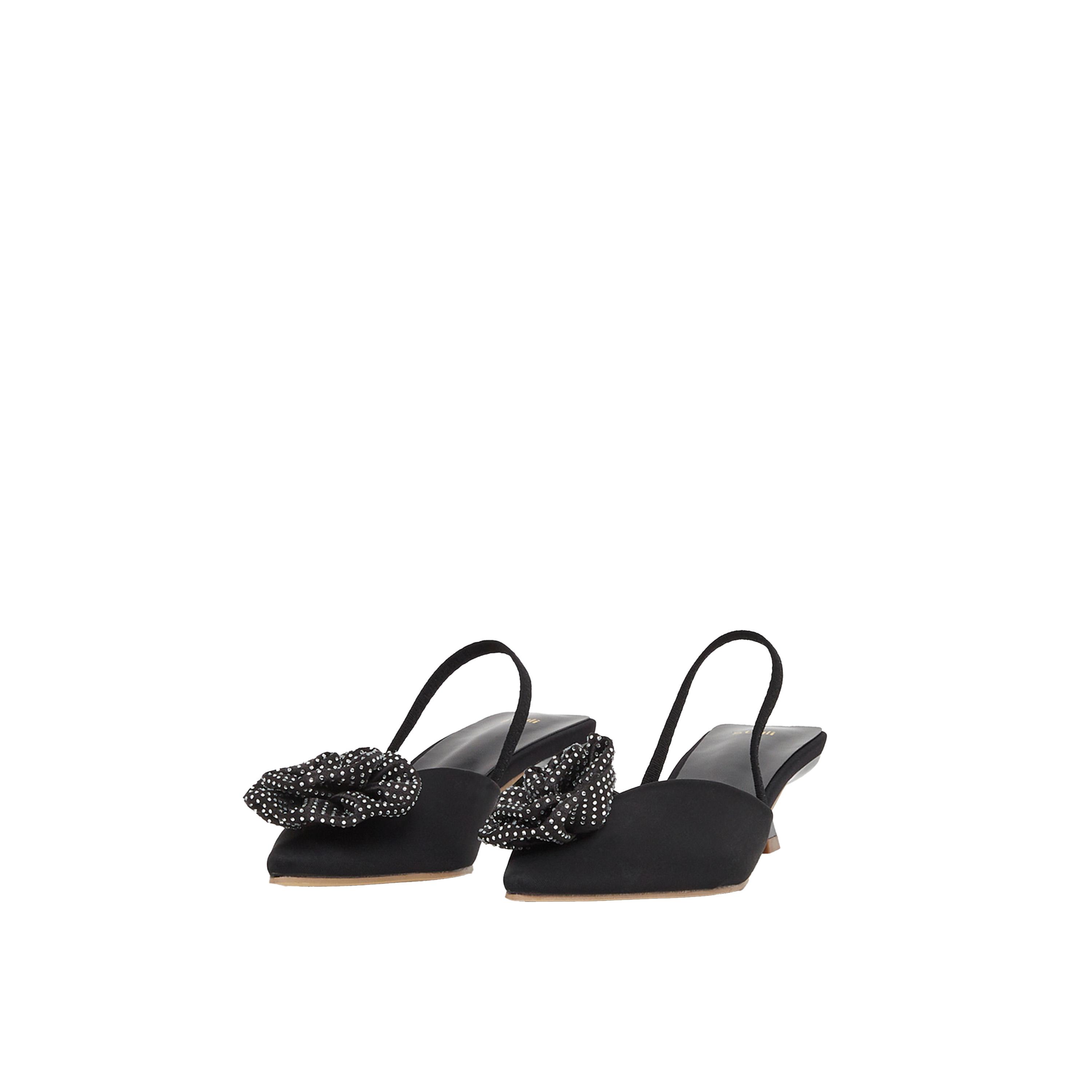 Styli Rose Flower Detail Slingback Kitten Heel Shoes-women-shoes-heels-image-2