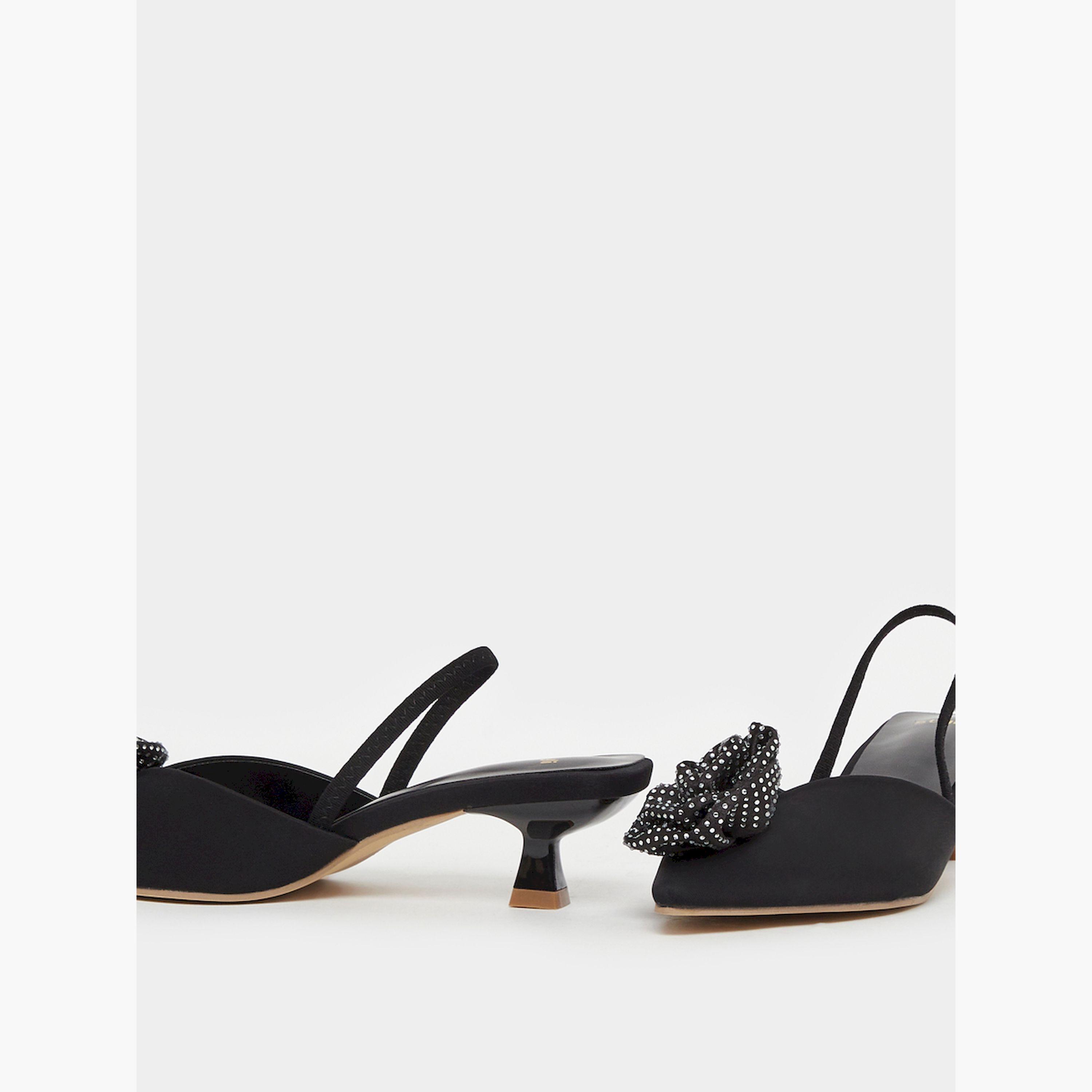 Styli Rose Flower Detail Slingback Kitten Heel Shoes-women-shoes-heels-image-3