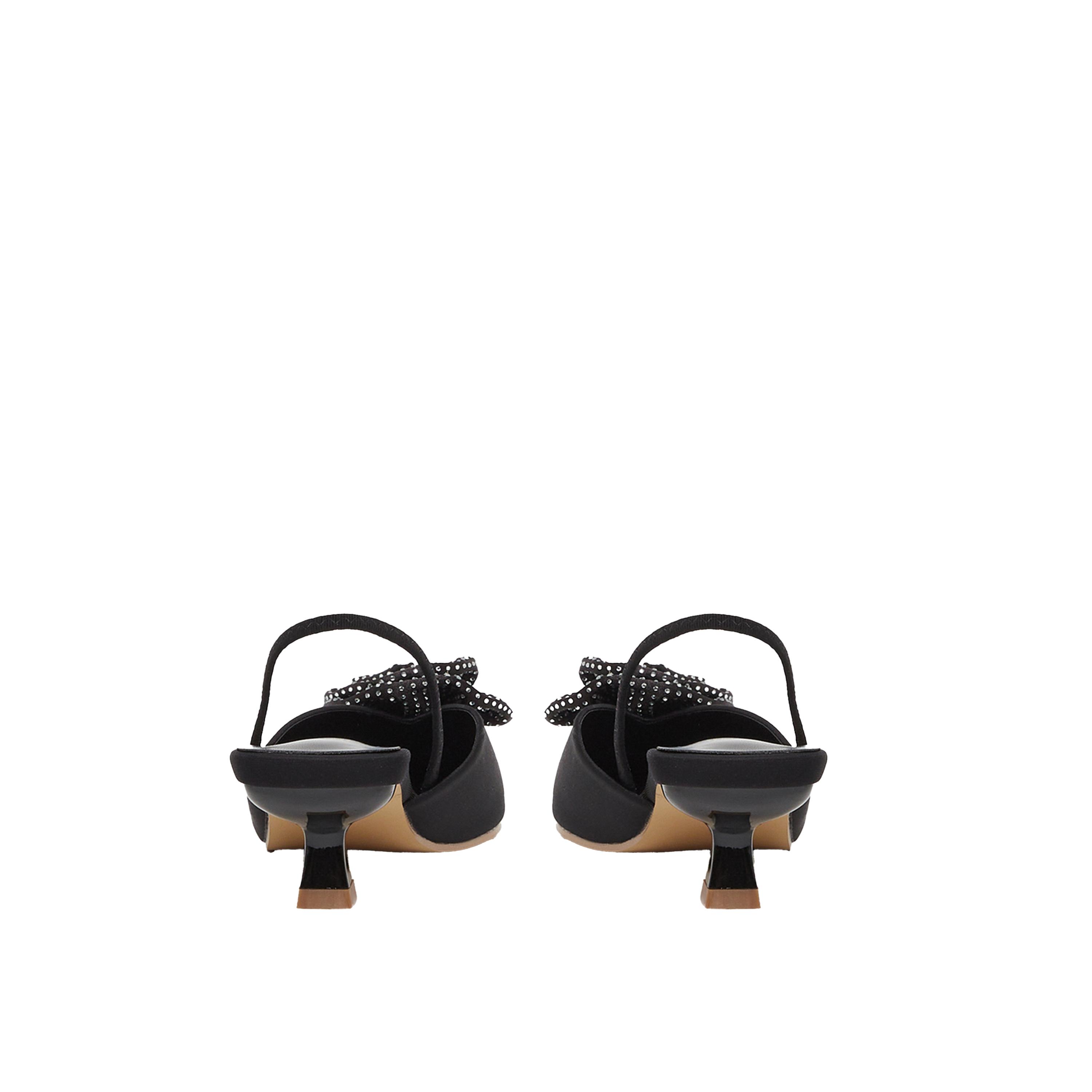 ستايلي -  حذاء بكعب صغير مفتوح من الخلف ومزين بتفاصيل زهور وردية-women-shoes-heels-image-4