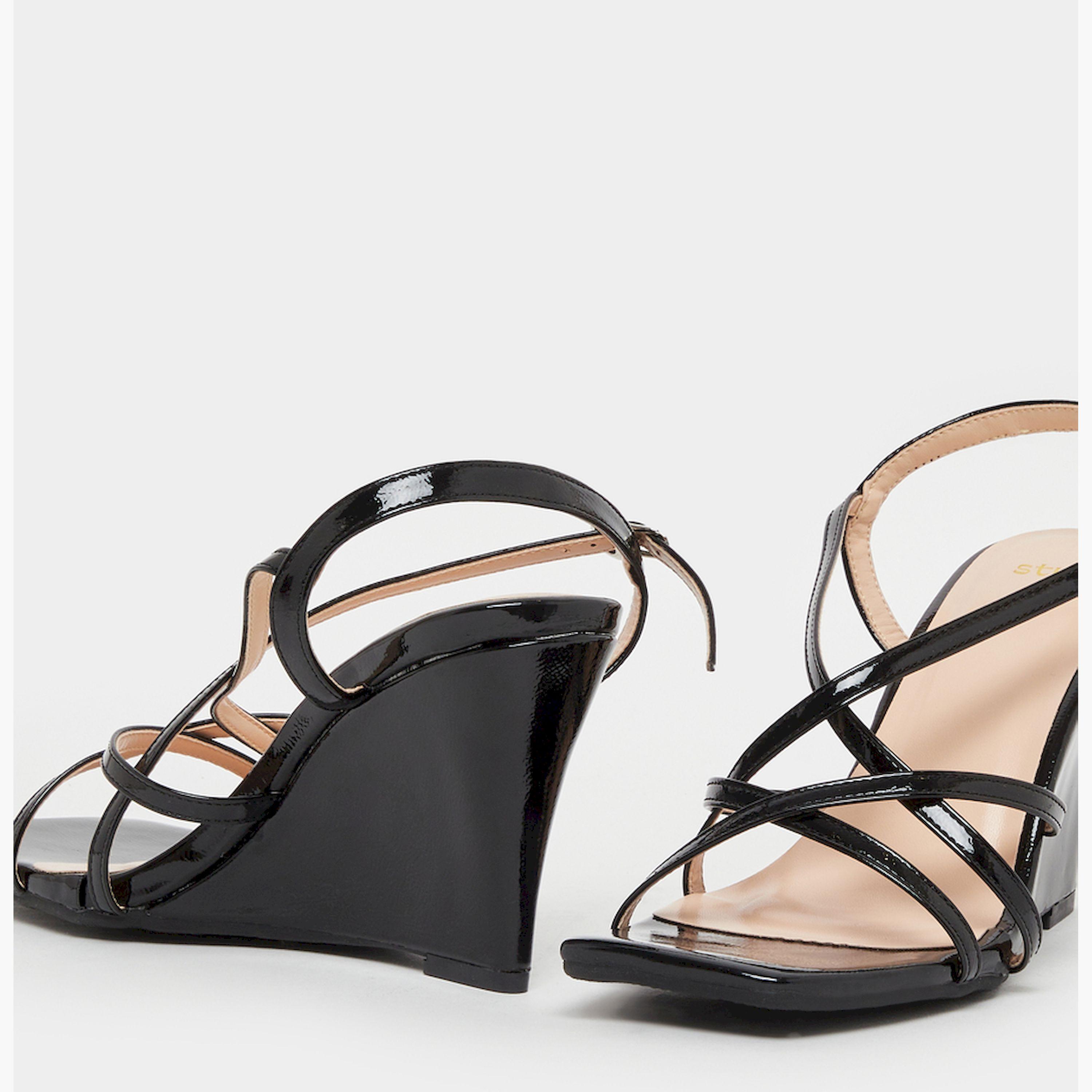 Styli Plain Strappy Wedge Heel Sandals-women-shoes-sandals-heeled-image-3