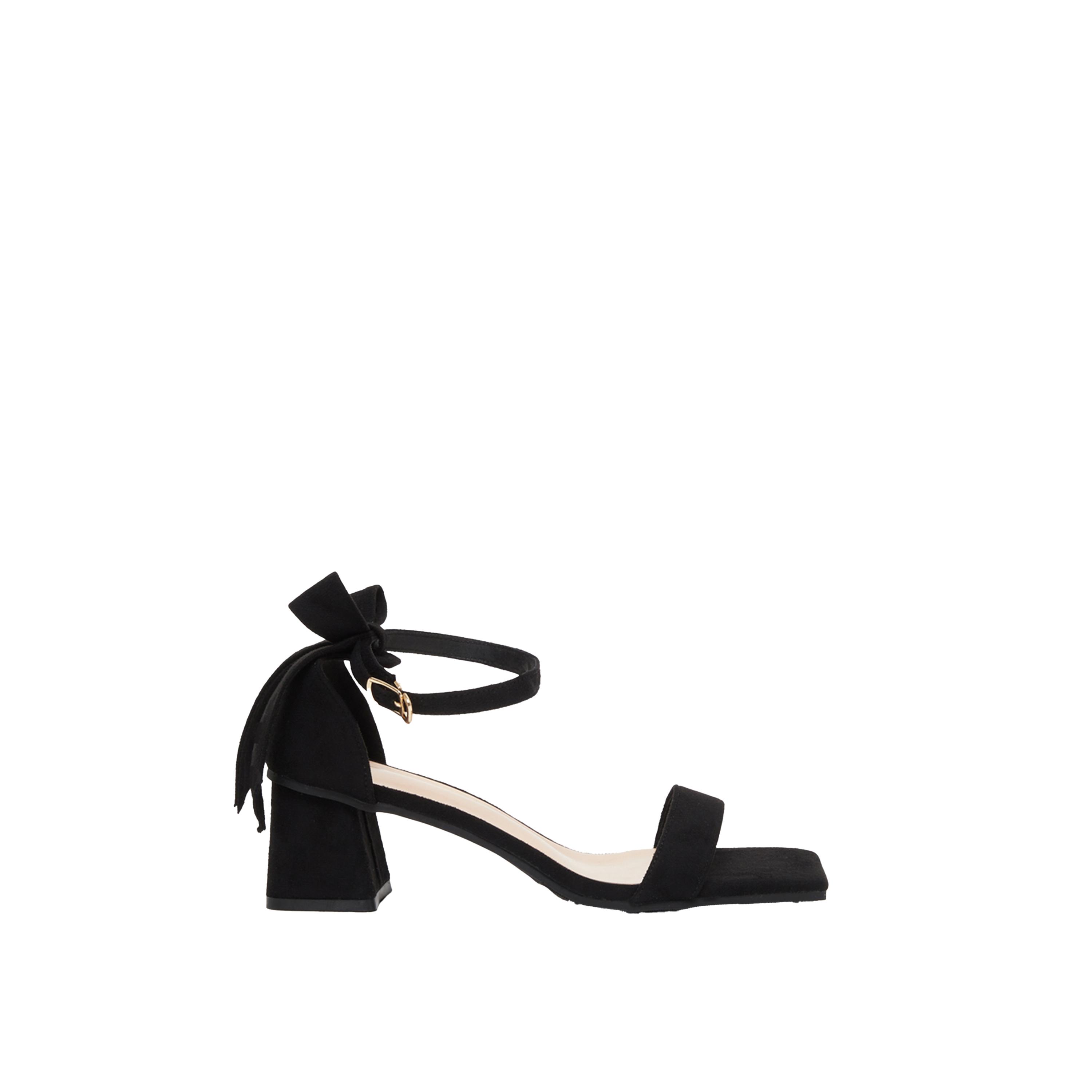 ستايلي - صندل بكعب عريض وحزام للكاحل وتفاصيل فيونكة-women-shoes-sandals-heeled-image-1