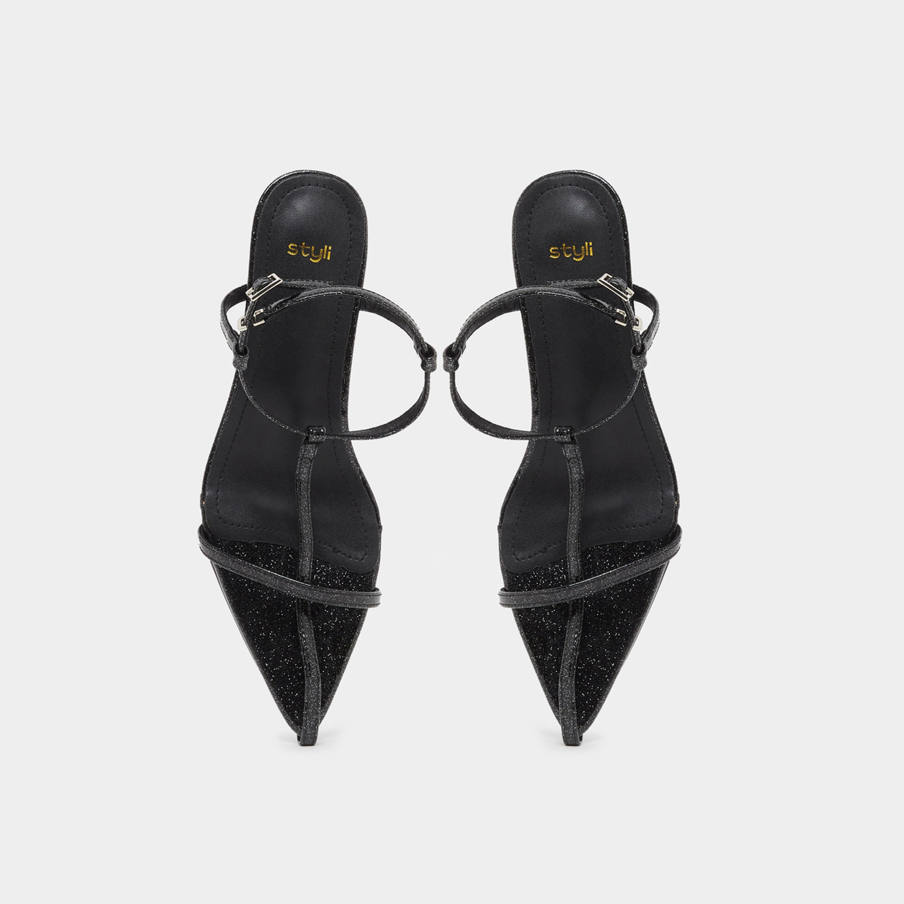 Styli Glittered Pointed Toe Kitten Heel Sandals-women-shoes-sandals-heeled-image-5