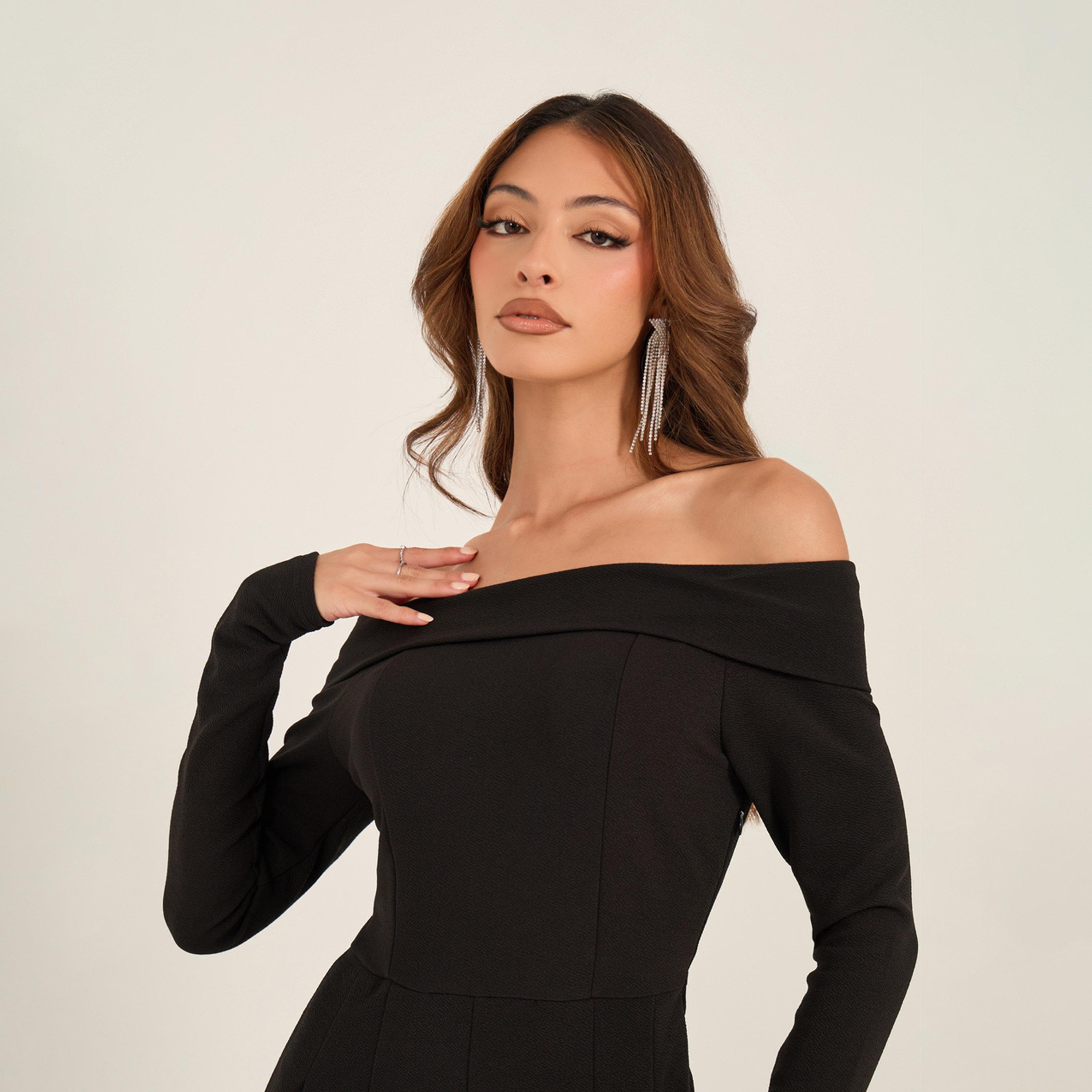 Styli Solid Bardot Neckline Wide Leg Jumpsuit-women-clothing-jumpsuits-image-3