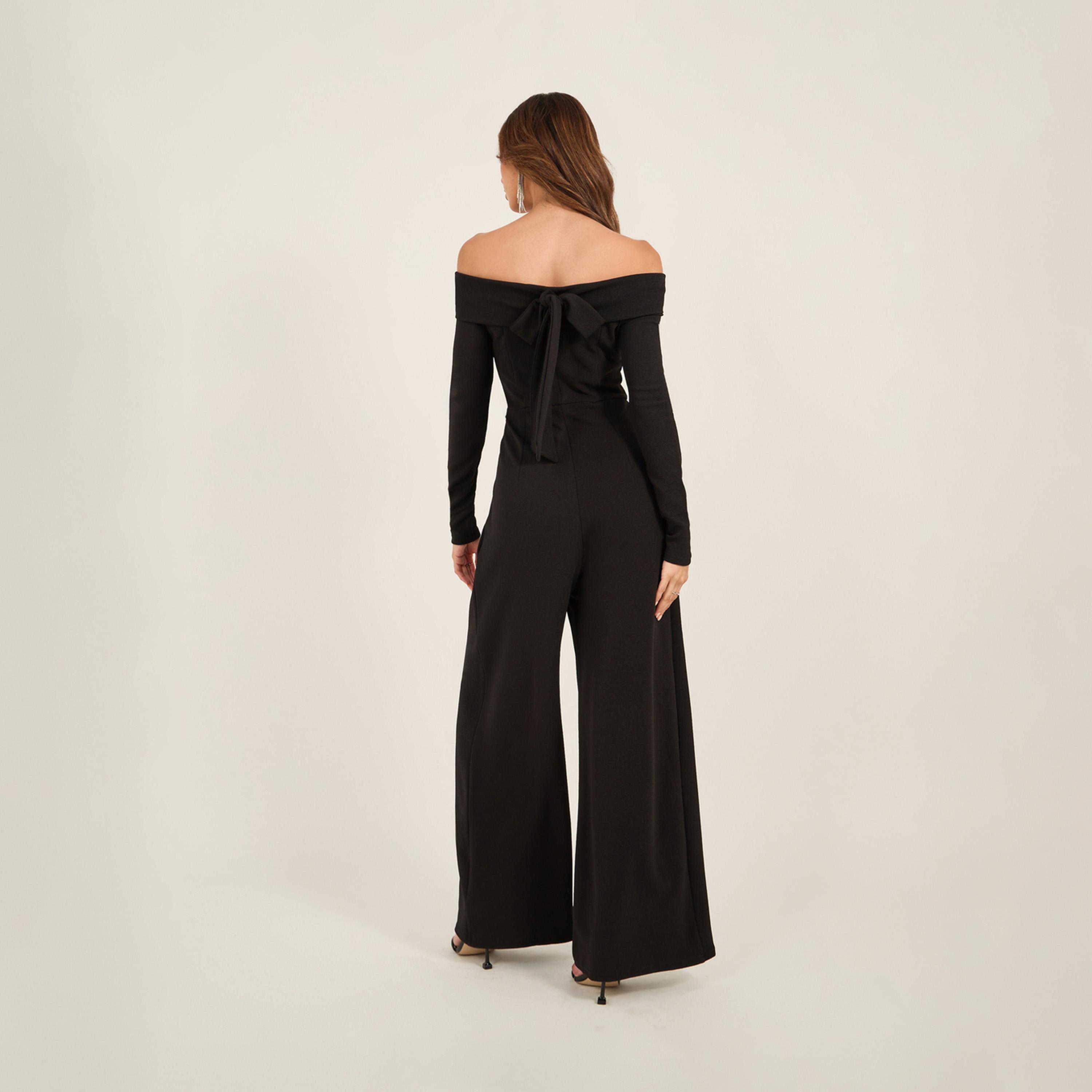 Styli Solid Bardot Neckline Wide Leg Jumpsuit-women-clothing-jumpsuits-image-5